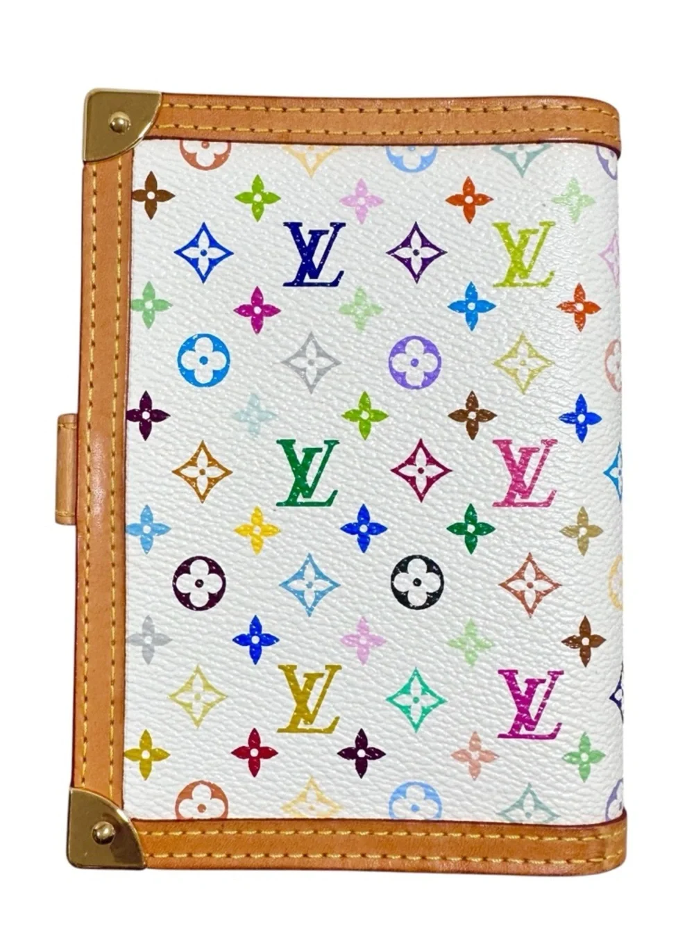 Louis Vuitton Murakami Multicolor White Leather Agenda PM w.Dust Bag & Stickers